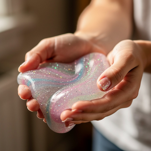 Sparkly Borax Slime Fun held in hand