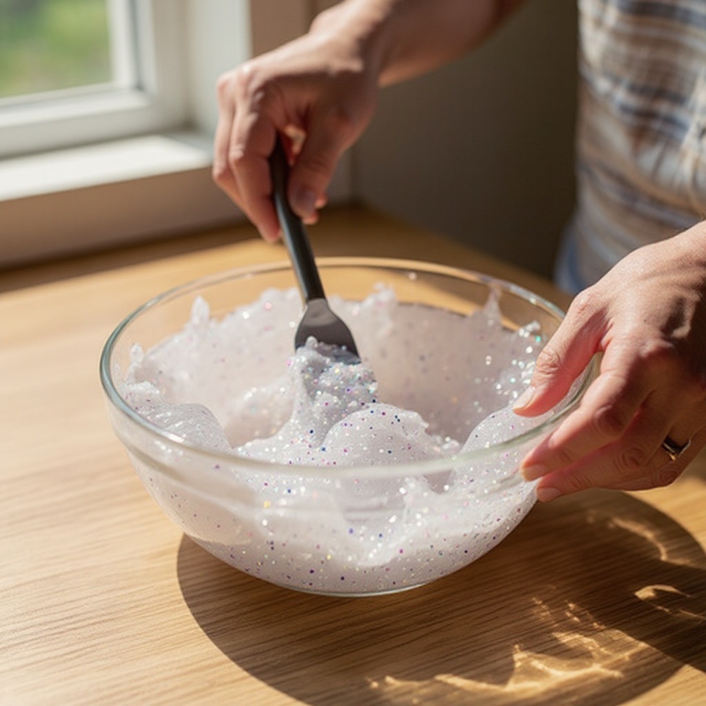 Step 6: As you stir, you'll notice the mixture starting to clump and pull away from the 
