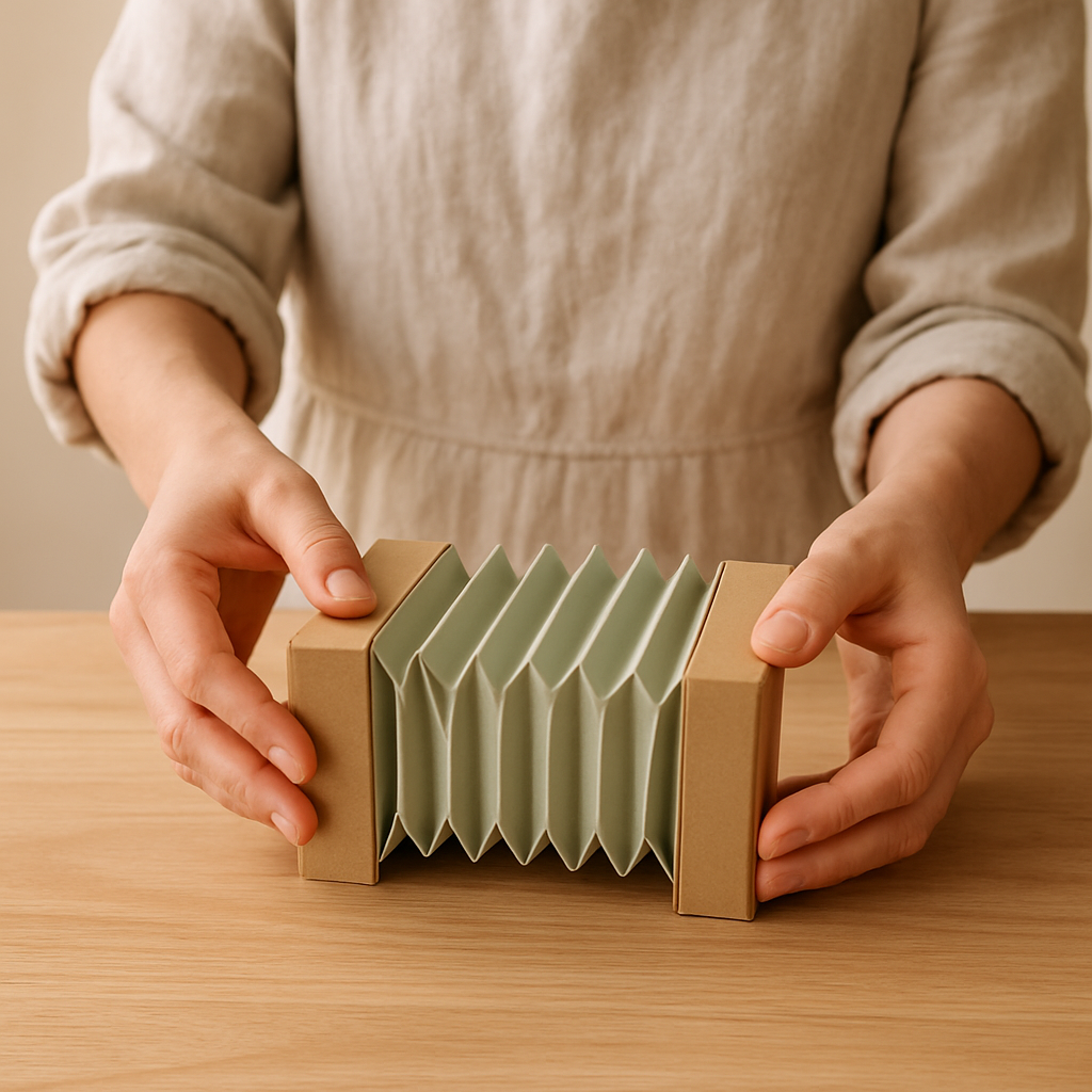 Step 11: Test the bellows: Gently pull the two boxes apart and push them together. The be