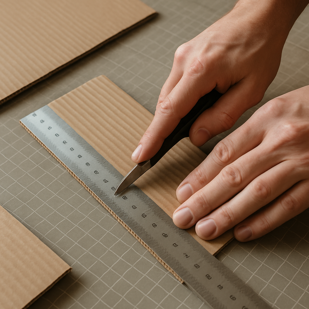 Step 2: Cut the bellows connector: From your corrugated cardboard sheet, measure and cut