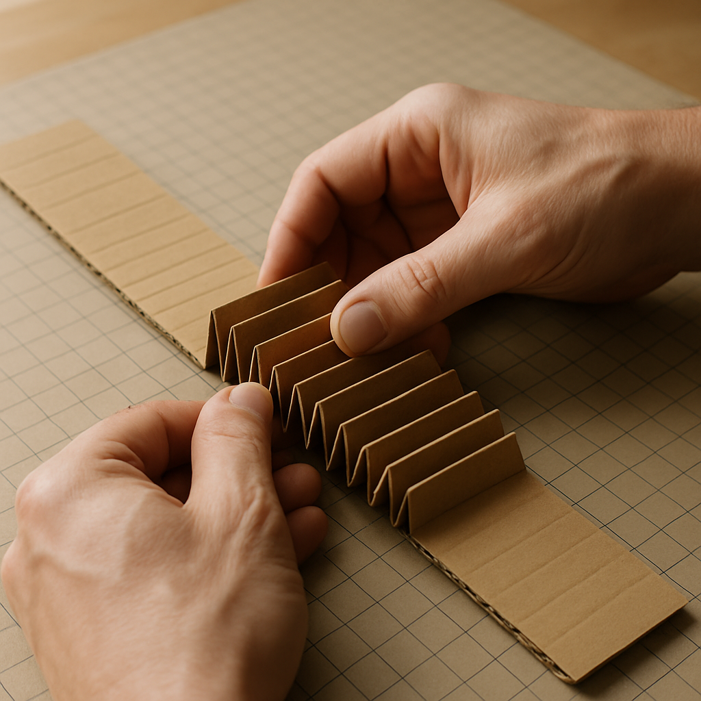 Step 3: Score the bellows connector: Using your ruler and pencil, lightly score lines ac