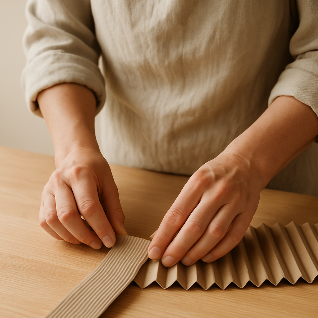 Step 4: Fold the bellows connector: Carefully fold along each scored line, alternating t