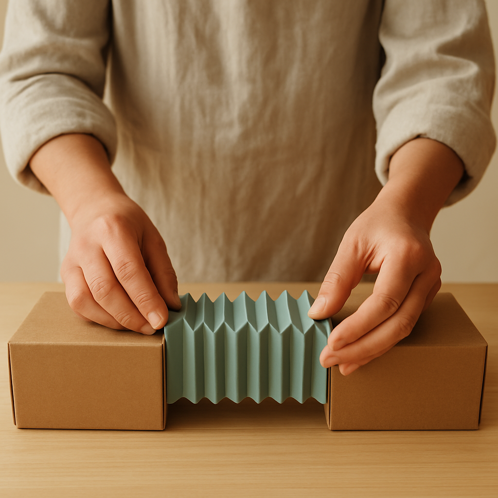 Step 7: Attach the bellows to the second box: Repeat steps 5 and 6 for the other end of