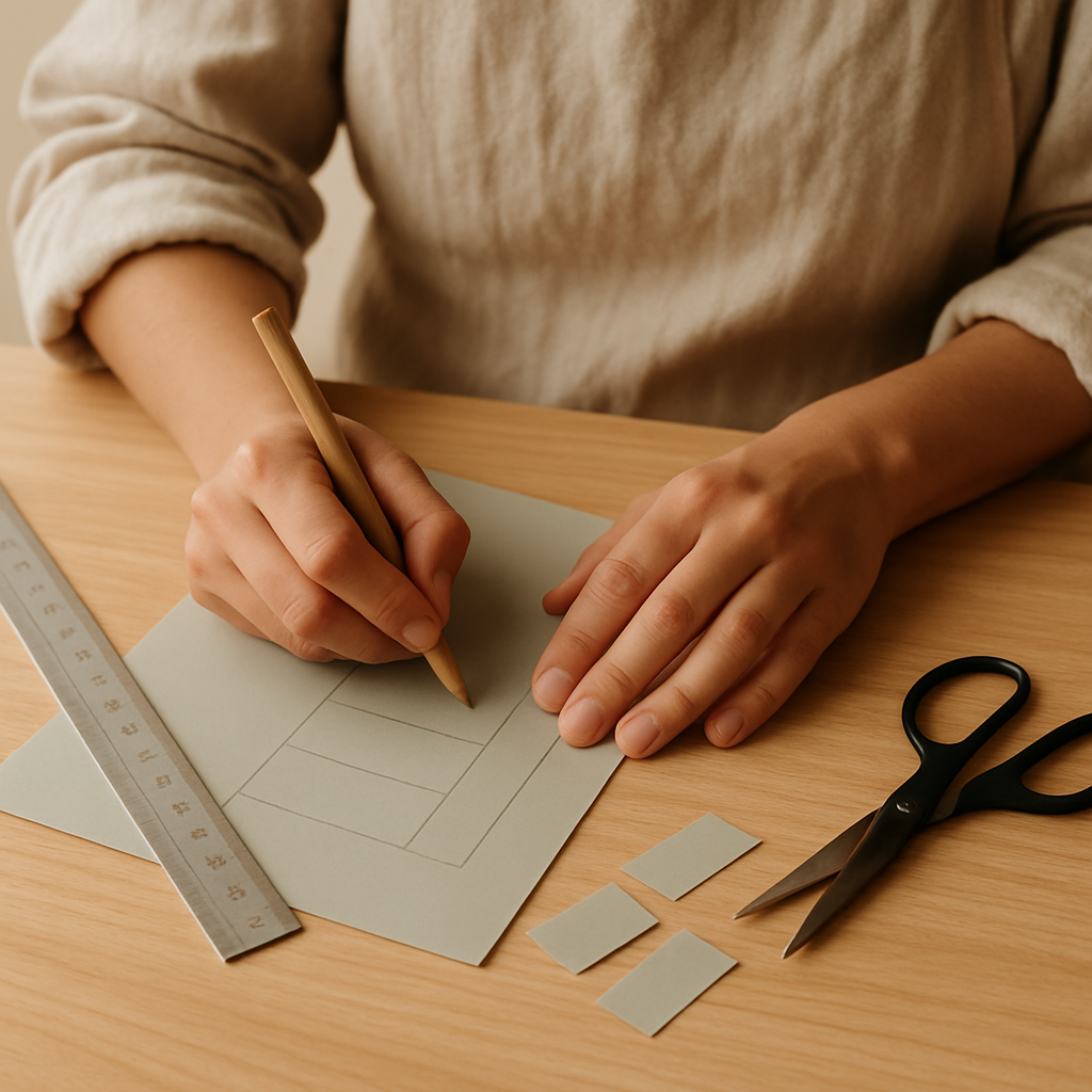 Step 8: Create the 'keys': On your A4 cardstock, draw and cut out 5-7 small rectangular