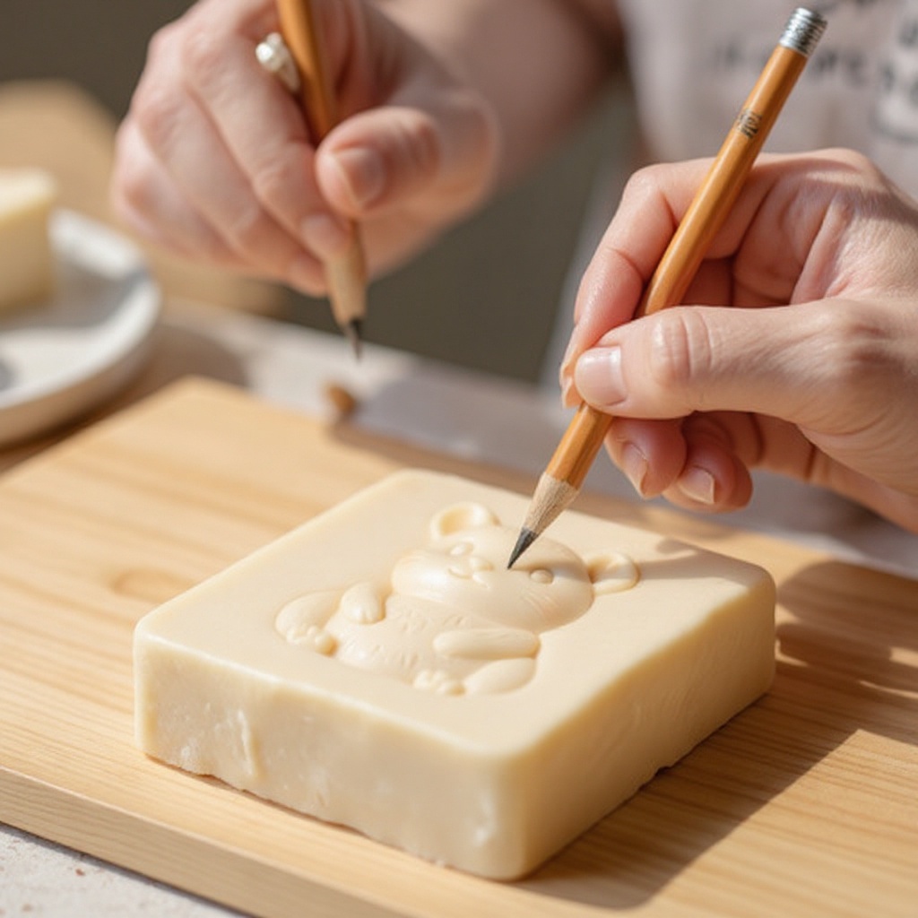 Step 2: If desired, lightly sketch your critter design onto the soap with a pencil or ma