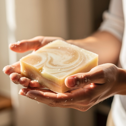 Melt and Pour Soap held in hand