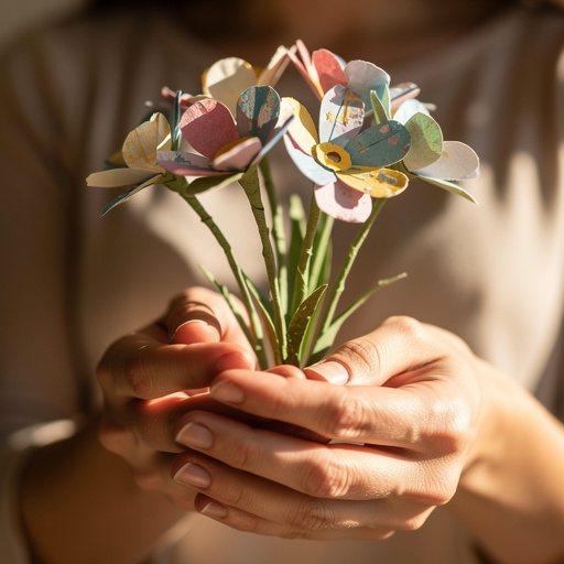 Paper Bloom Spring Flowers held in hand