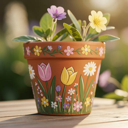 Spring Flower Pot Painting