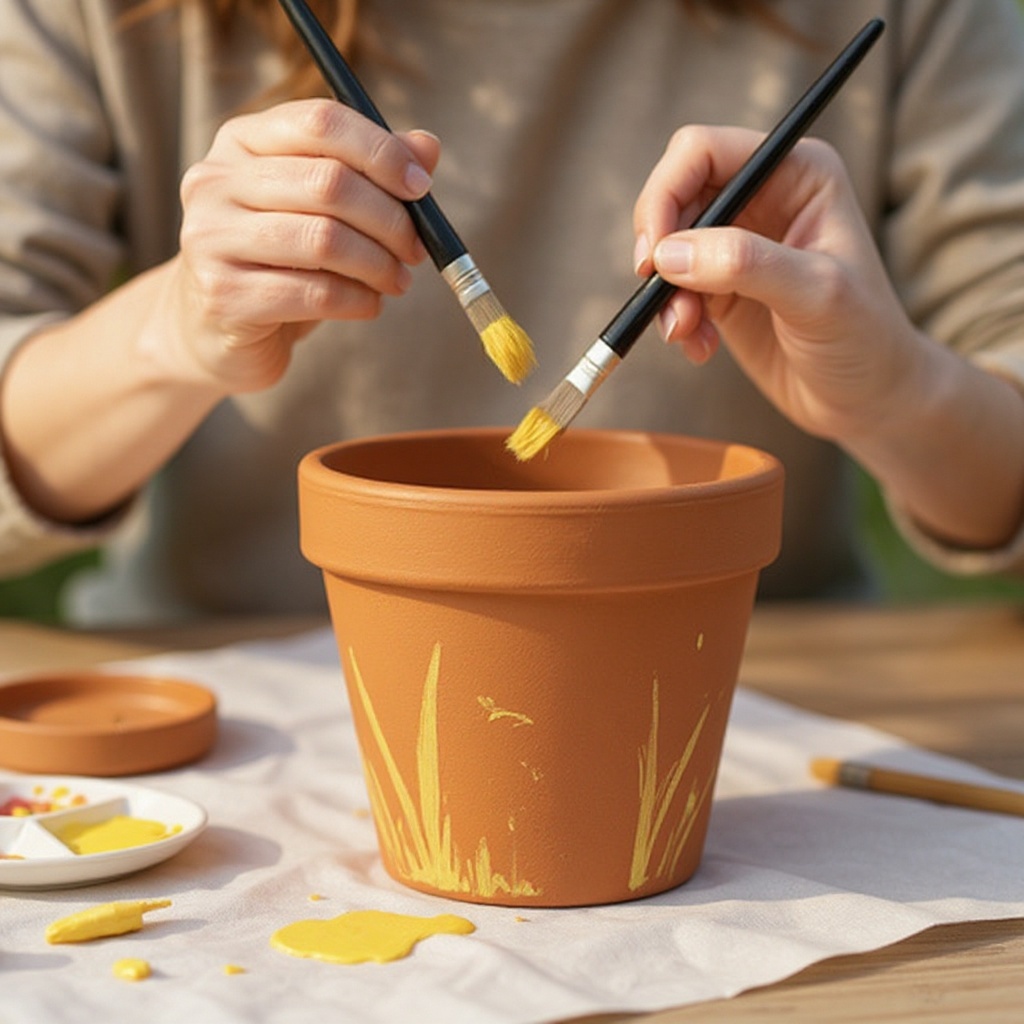 Step 4: Dip a paintbrush into your chosen color and begin painting the outside of the te