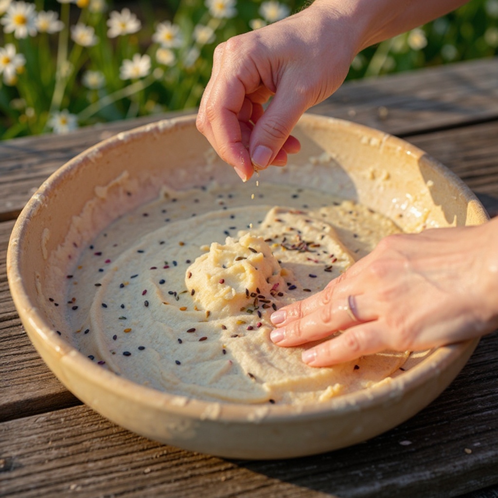 Step 5: Gently stir in the wildflower seeds, ensuring they are evenly distributed throug