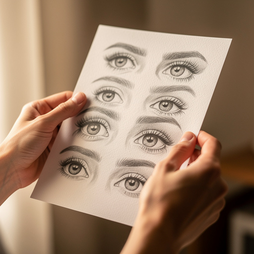 Realistic Eye Drawing Guide held in hand