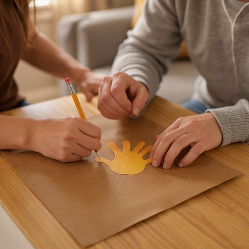 Step 1: **Step 1: Prepare the Turkey Body.** Take the sheet of brown construction paper 