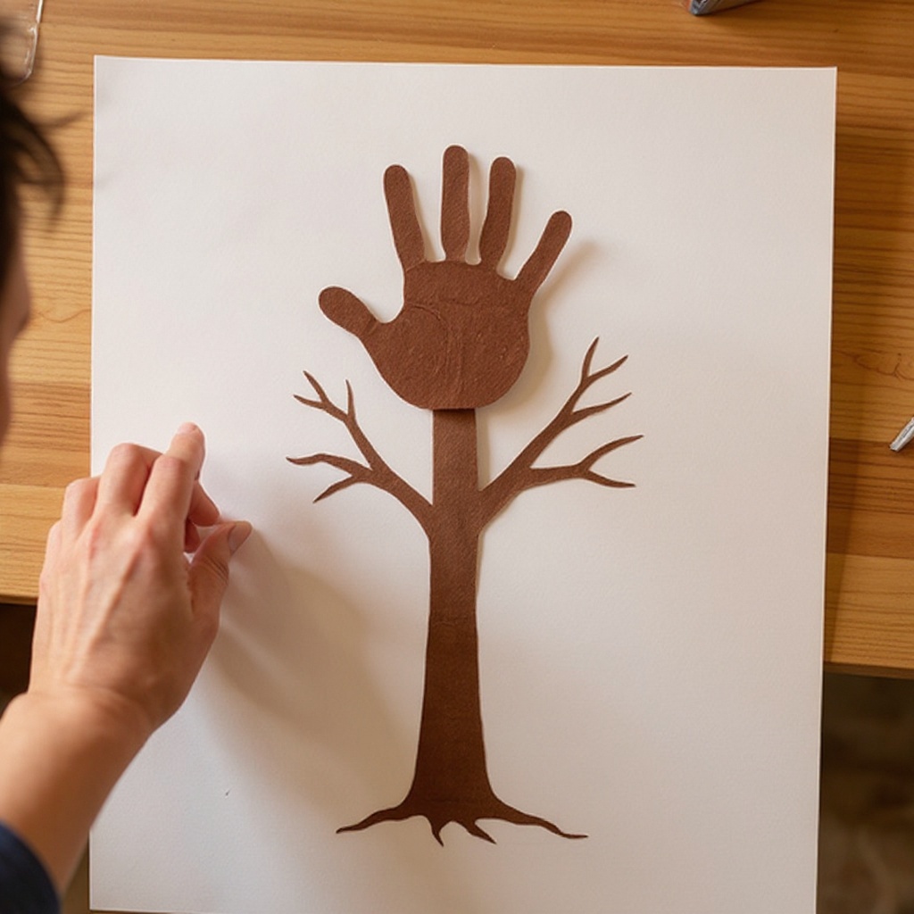 Step 4: **Step 4: Draw the Tree Trunk.** On the large sheet of white or cream constructi