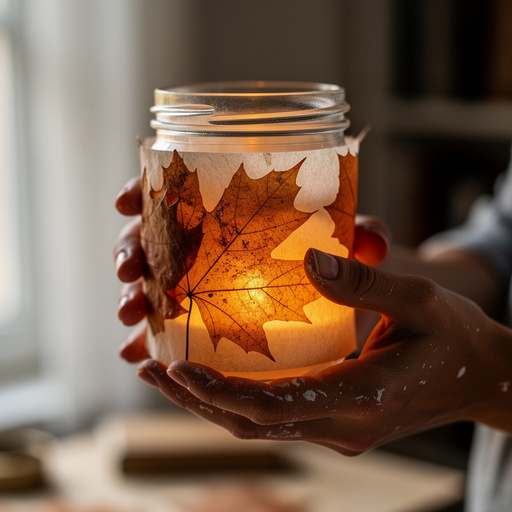 Leaf Silhouette Luminaries held in hand