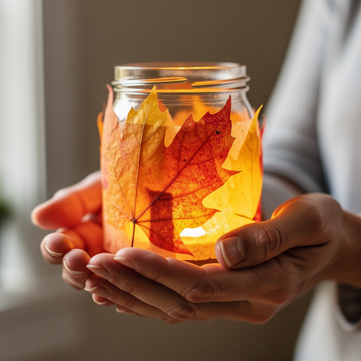 Printable Leaf Luminaries held in hand