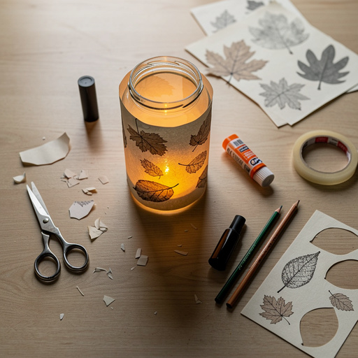 Multiple Printable Leaf Luminaries crafts from above