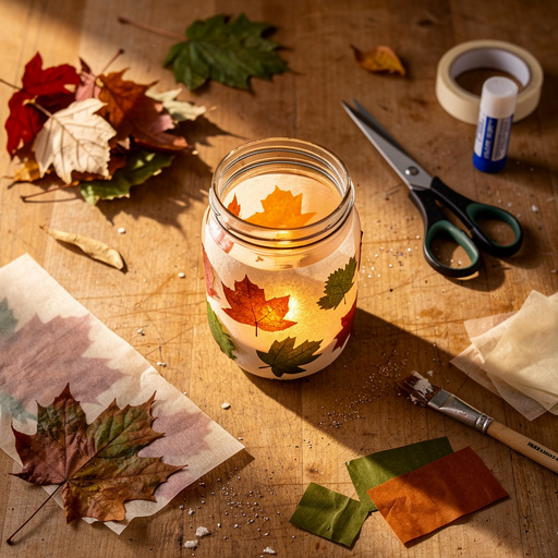 Multiple Leaf Silhouette Luminaries crafts from above