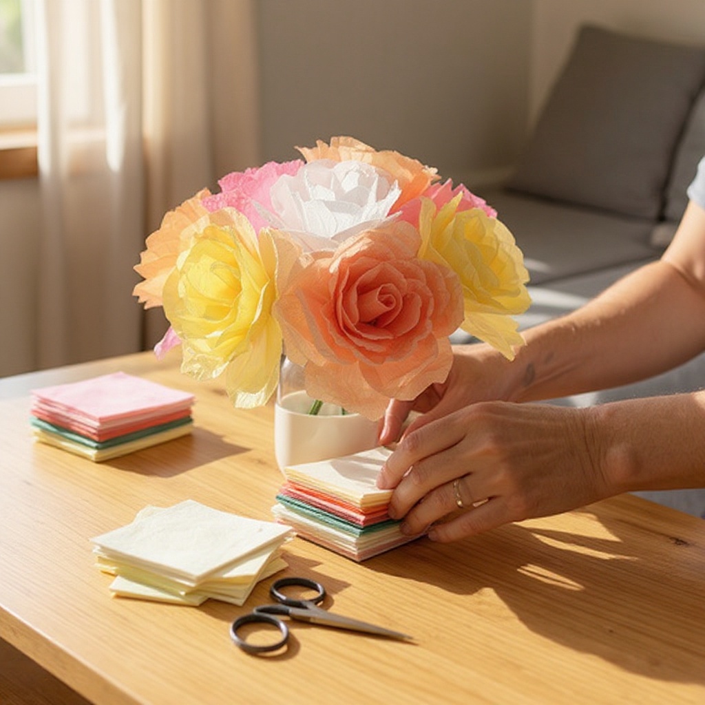 Step 1: Begin by selecting your tissue paper. Choose vibrant colors that you love, or ex