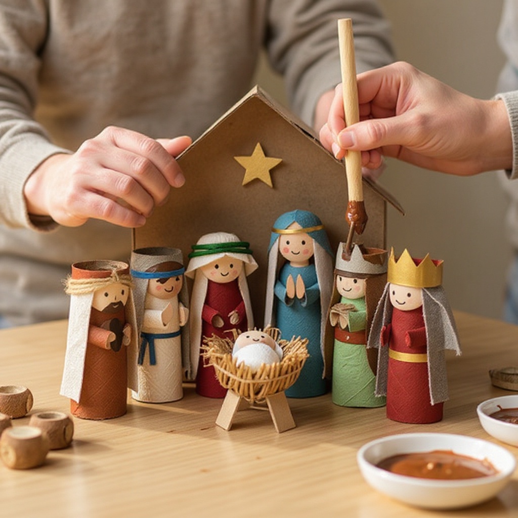 Step 2: Begin by preparing the rolls for the stable structure. Paint the majority of you