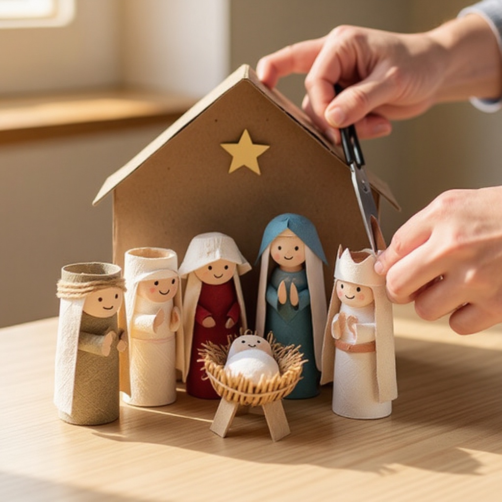 Step 6: For the baby Jesus, take a small piece of white fabric, felt, or even a tightly 