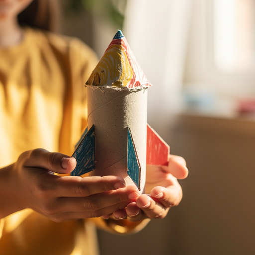 Toilet Paper Roll Rocket Ships held in hand