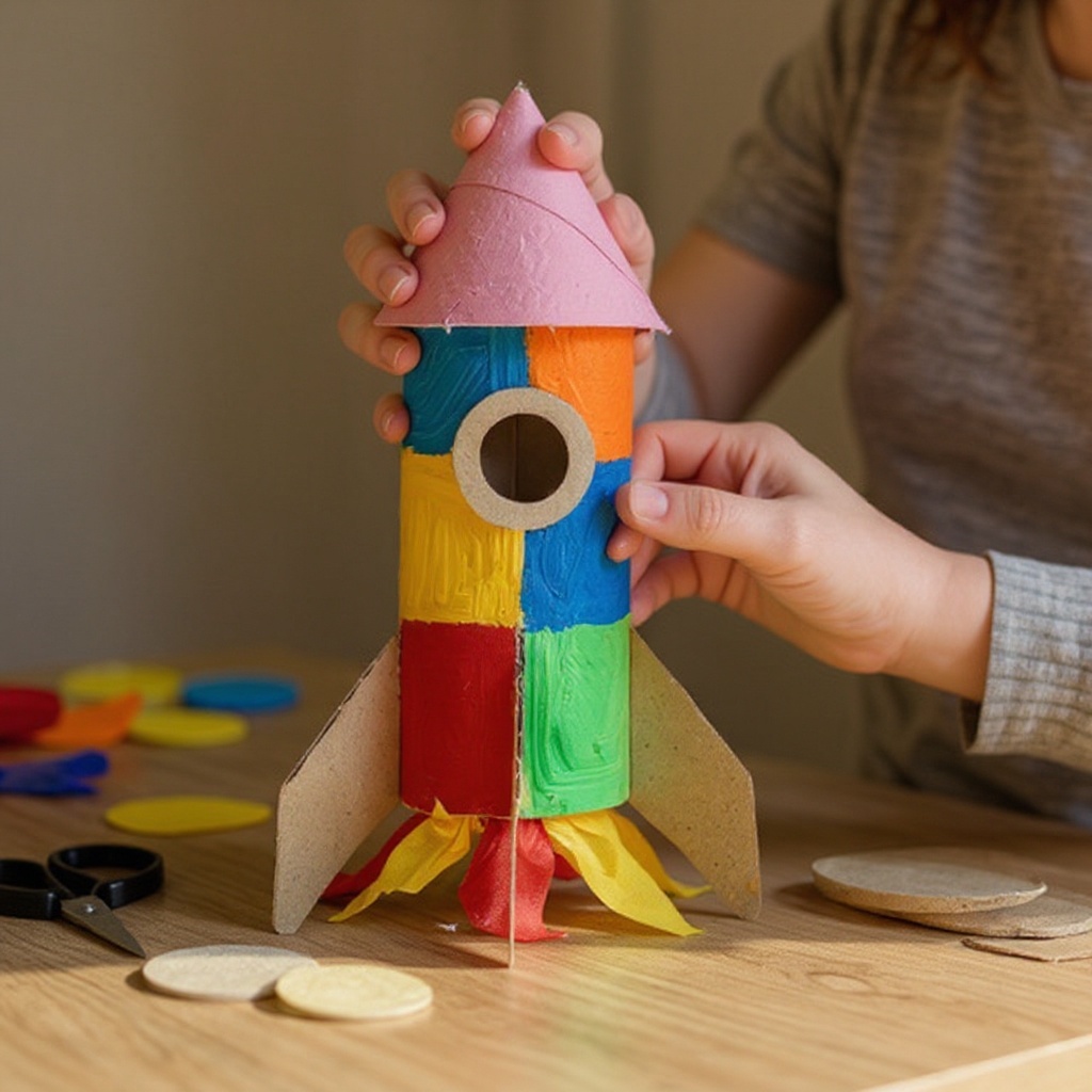 Step 2: For each rocket, cut a circle from construction paper that is roughly 3 inches i