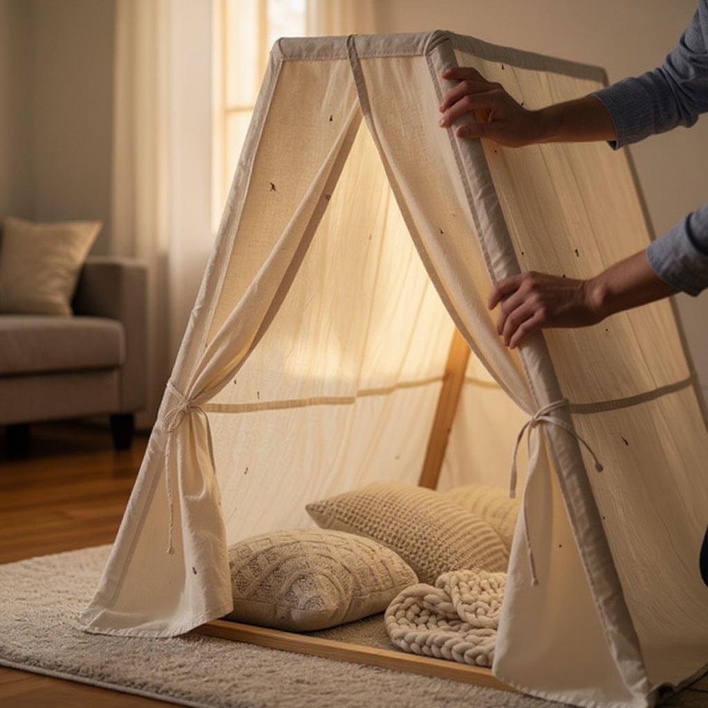 Step 2: Drape your largest blanket over the highest point available, such as the back of