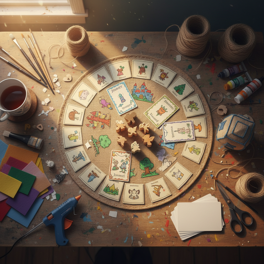 Multiple DIY Storytelling Board Game crafts from above