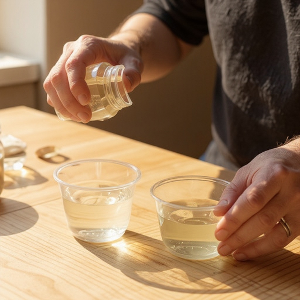 Step 4: Measure the correct amounts of Part A and Part B resin into separate disposable 