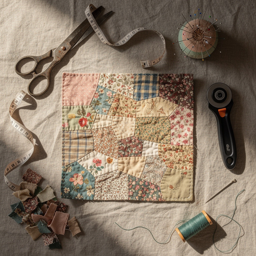 Multiple Fabric Scraps Memory Quilt Squares crafts from above