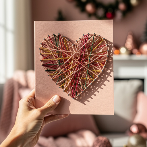 Heart String Art Cards held in hand
