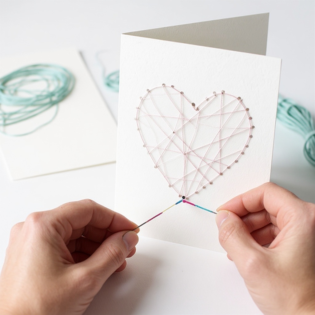 Step 7: Continue to build your string art pattern by bringing the needle from the back t