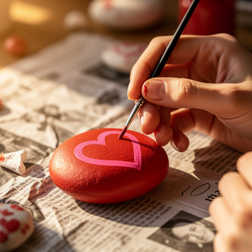 Step 4: Using a medium-tip paintbrush, paint the entire surface of a rock with your chos