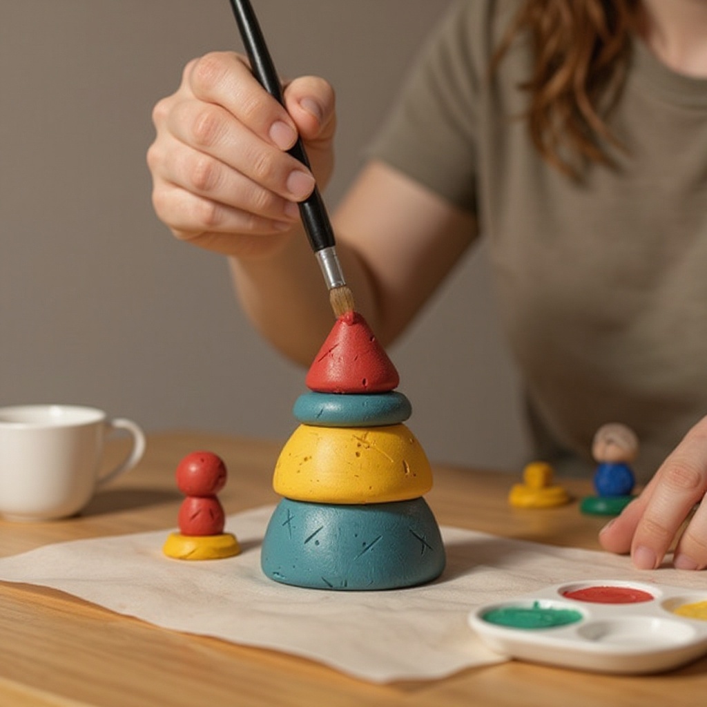 Step 12: Begin painting your game piece with acrylic paints. Start with the largest areas