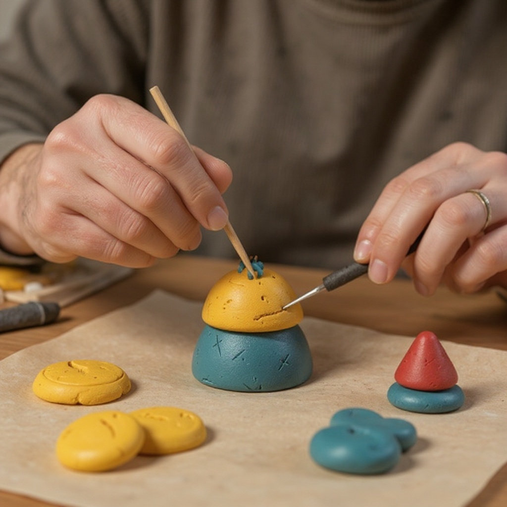 Step 4: Use your fingers or optional sculpting tools to add details like eyes, textures,
