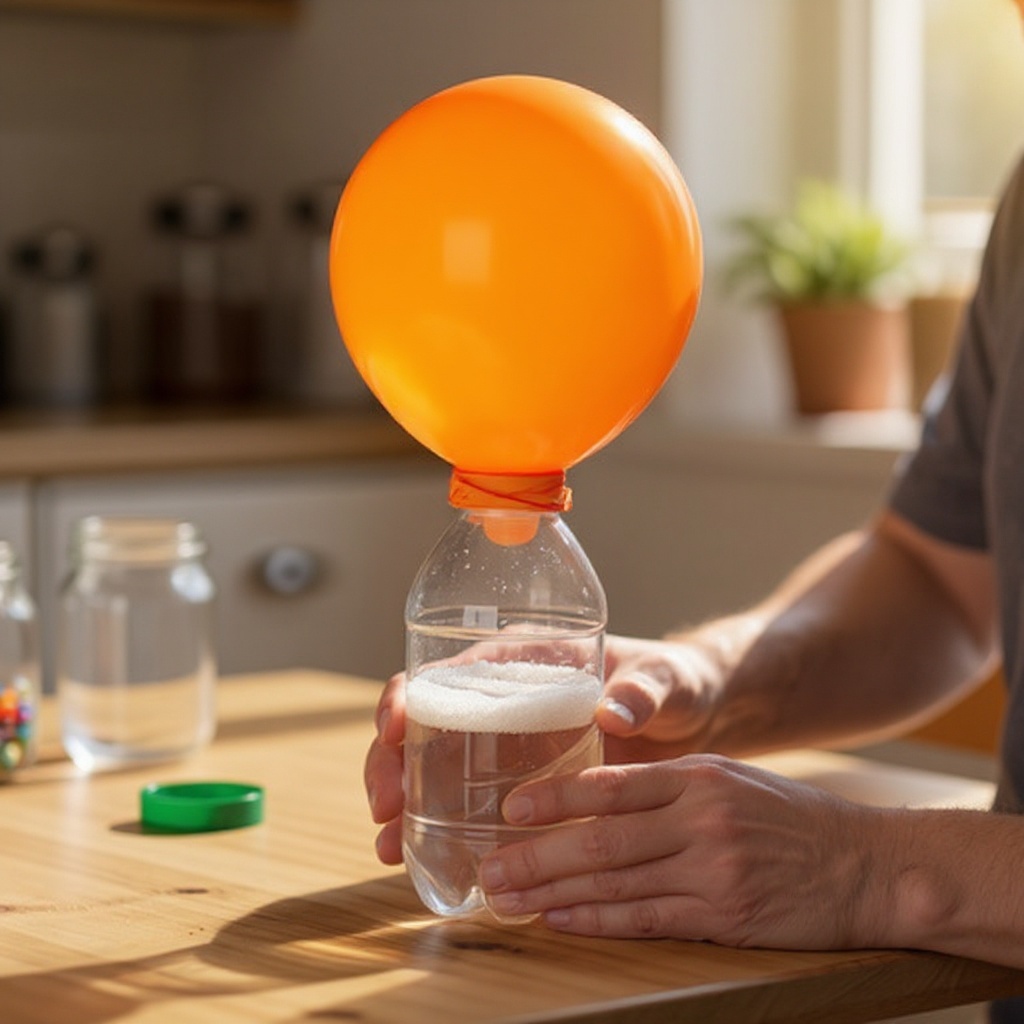 Step 2: Carefully pour 1/2 cup of white vinegar into the empty plastic bottle.