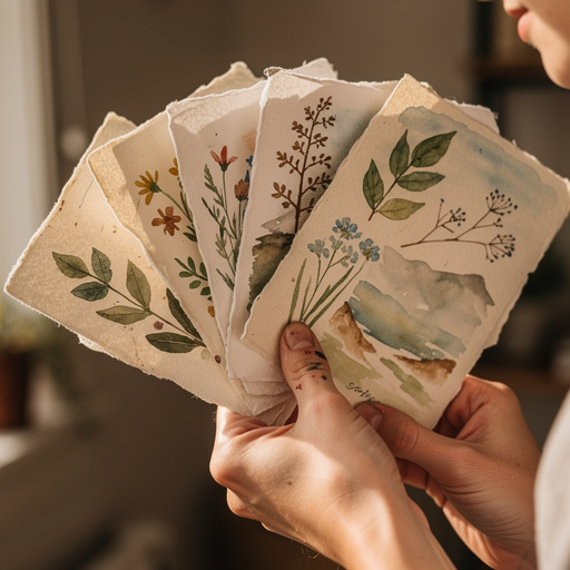 Watercolor Nature Journal Pages held in hand