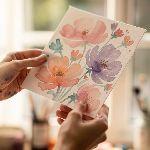 Whimsical Watercolor Blooms held in hand