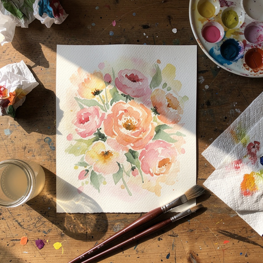Multiple Whimsical Watercolor Blooms crafts from above