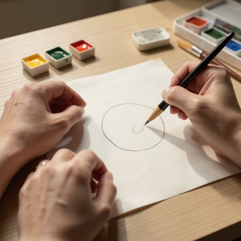 Step 2: If you wish, lightly sketch a simple shape or design on your watercolor paper wi