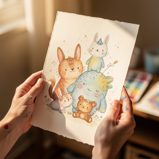 Whimsical Watercolour Creatures held in hand