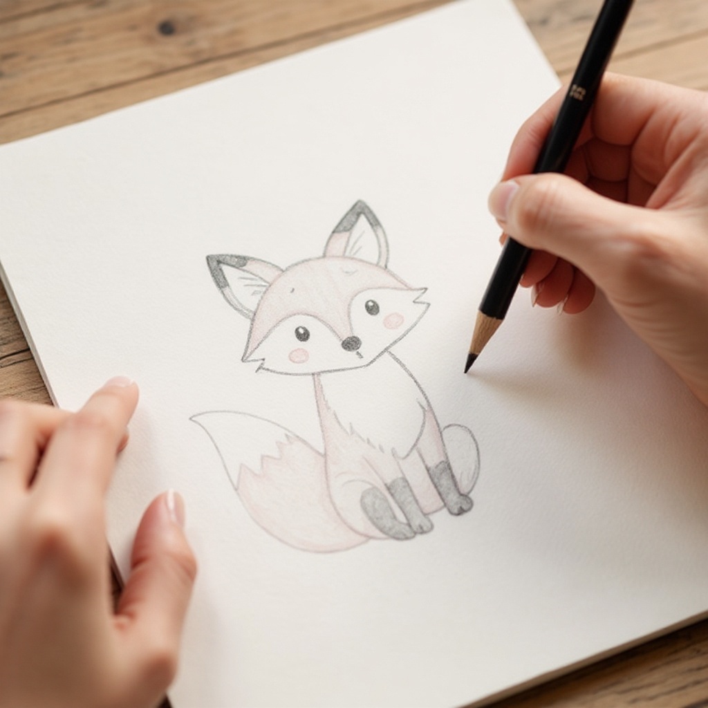 Step 1: Lightly sketch a simple woodland creature shape on your watercolor paper with a 