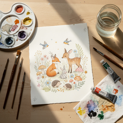 Multiple Whimsical Watercolor Woodland Creatures crafts from above