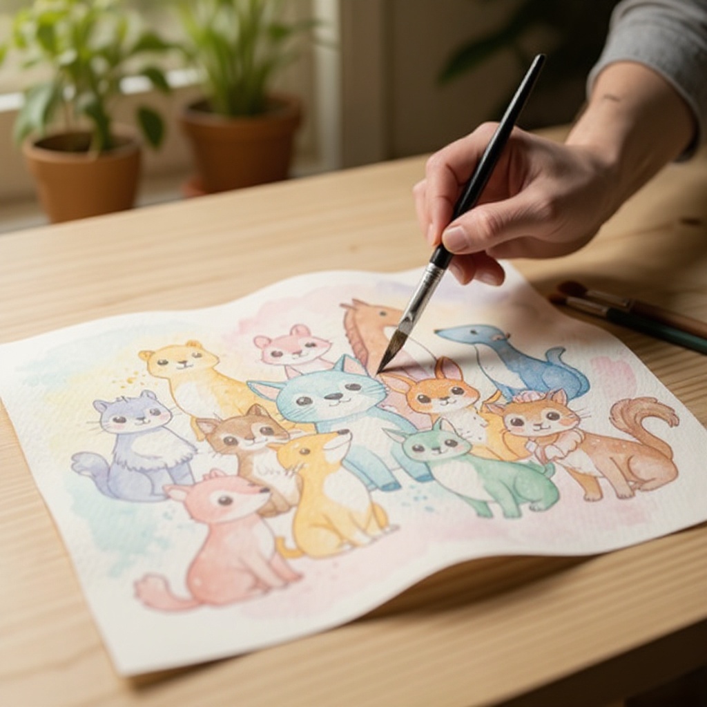 Step 3: Dip your largest brush (size 12) into the clean water and pick up a light wash o