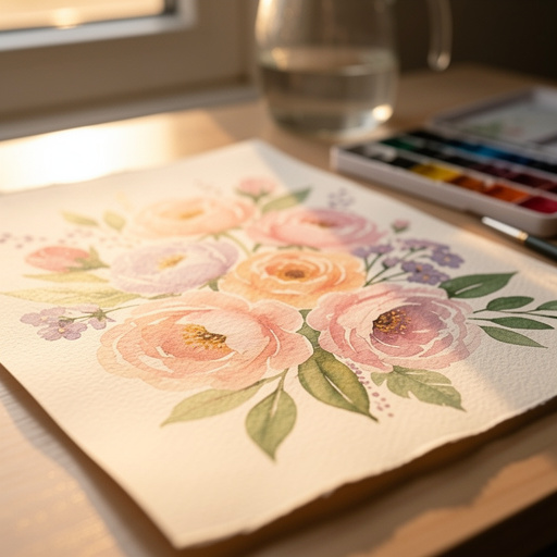 Finished Watercolor Flowers Painting craft project