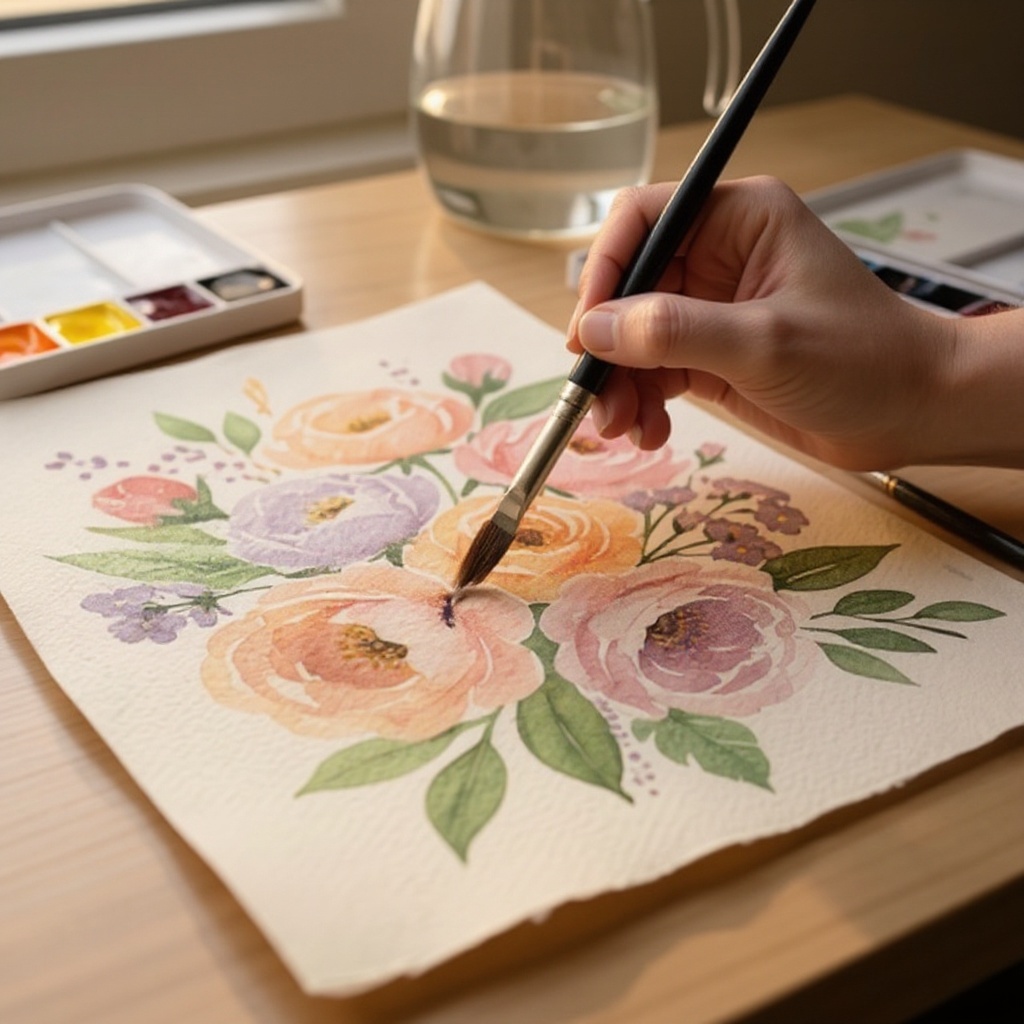 Step 5: Pick up a slightly darker or complementary shade of your petal color, or even a