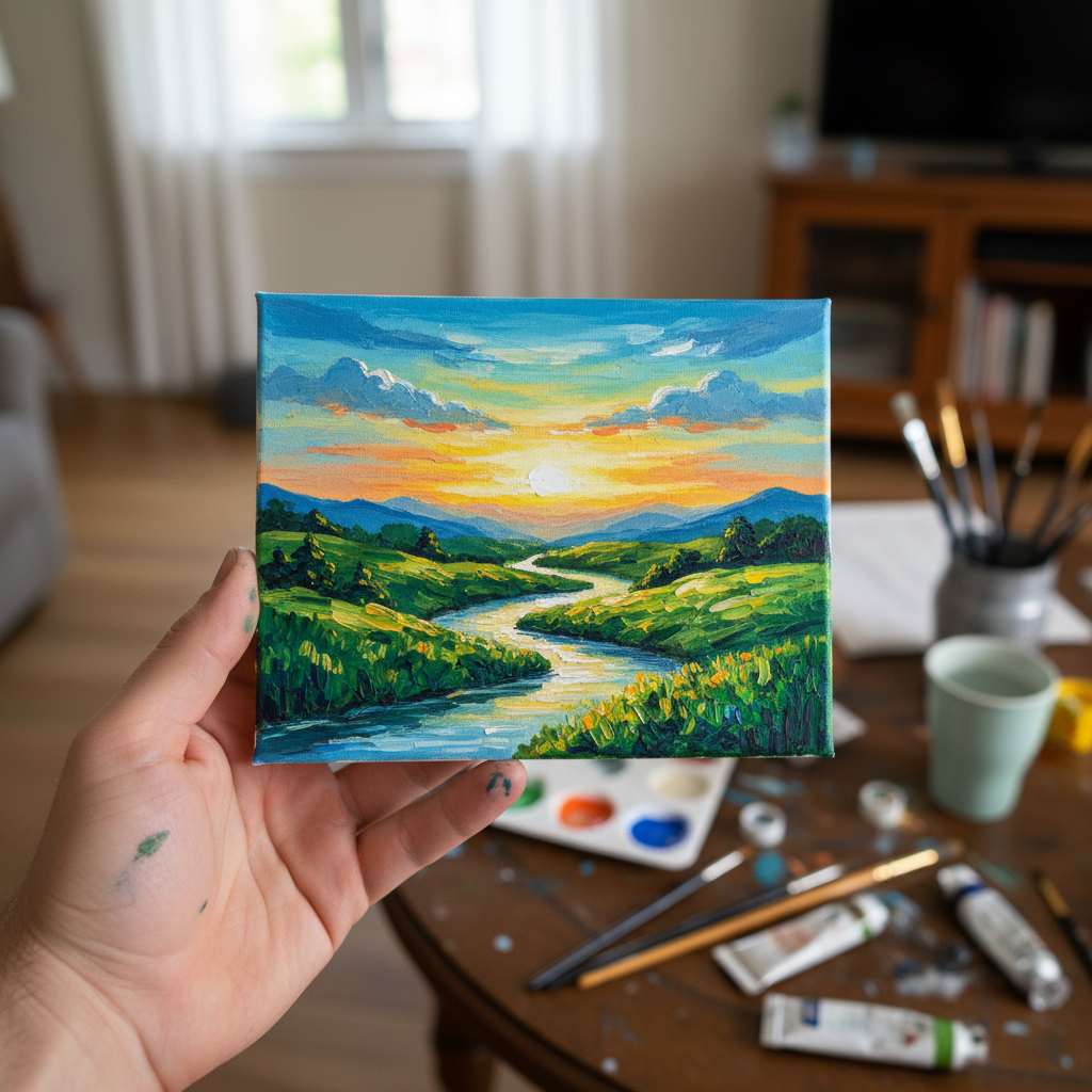 Easy Watercolor Landscapes held in hand