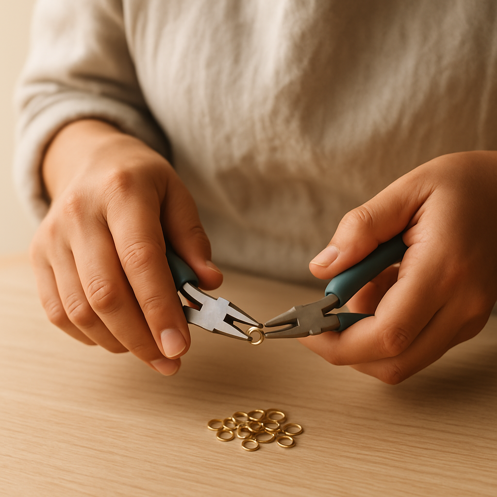 Step 3: Step 3: Prepare your jump rings and pliers for assembly. To open a jump ring, gr