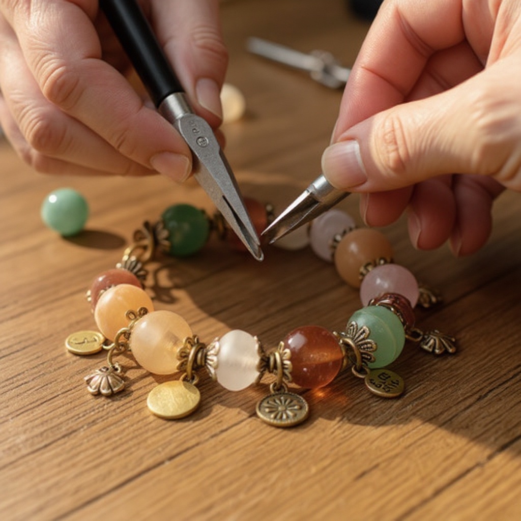 Step 2: Open a jump ring by twisting the ends apart with your flat-nose pliers, not by p