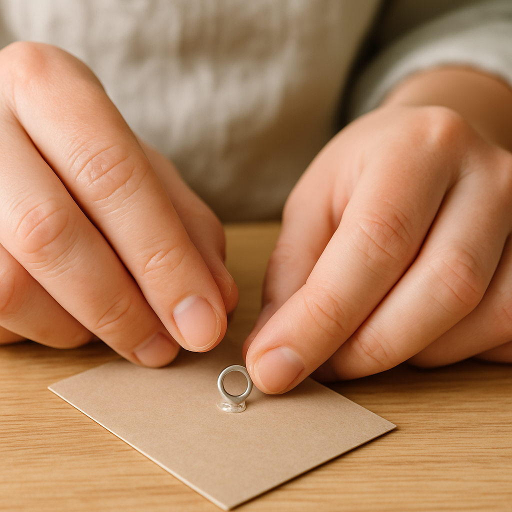 Step 8: Step 8: Secure the jump ring to the backing board. Apply a small dab of glue, ap